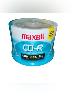 Maxell CD-R 50 PK Up To 48x 700 MB 80 Minutes / Brand New SEALED